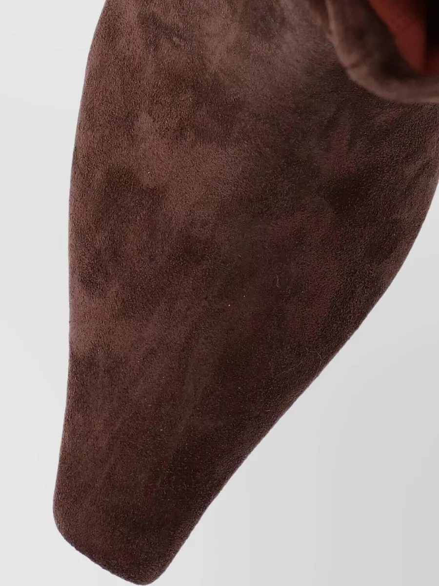 Amina Muaddi Pointed Toe Kitten Heel Slouchy Suede Boots