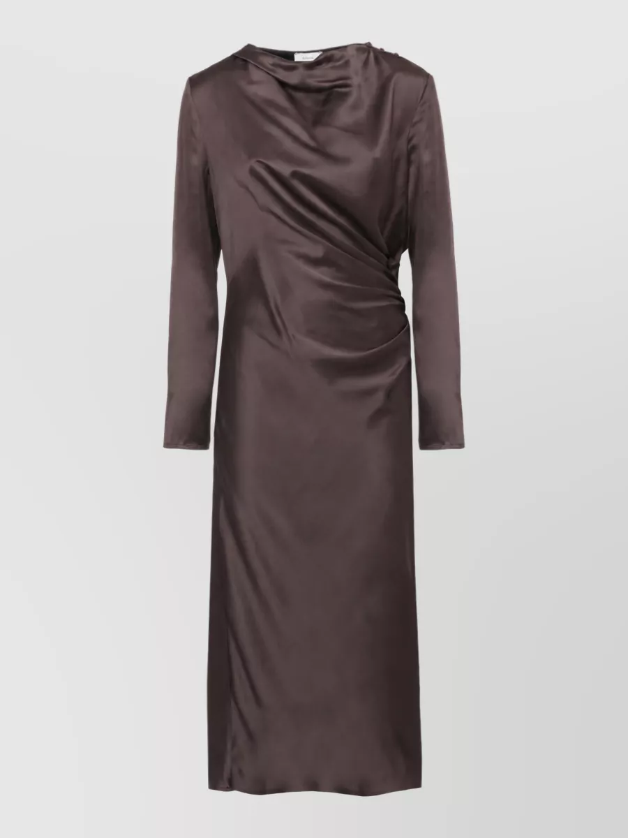 Loulou Studio silk viscose draped long-sleeve midi dress