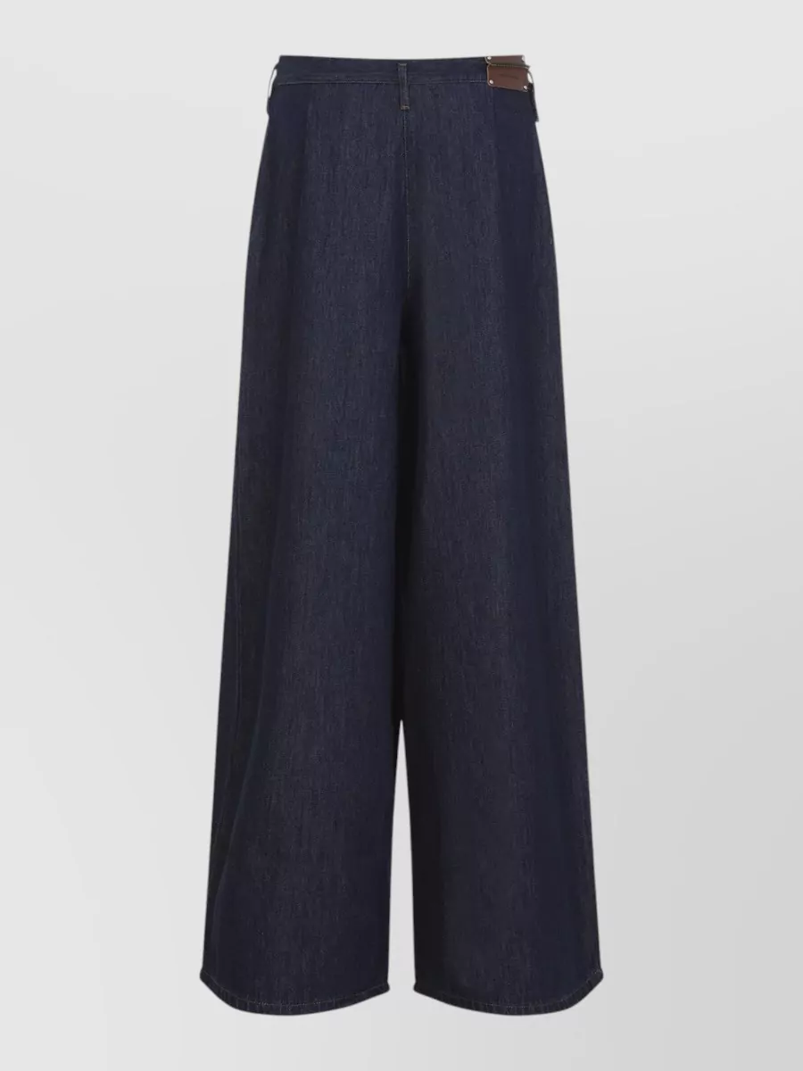 Dries Van Noten denim high-rise wide-leg pleated jeans