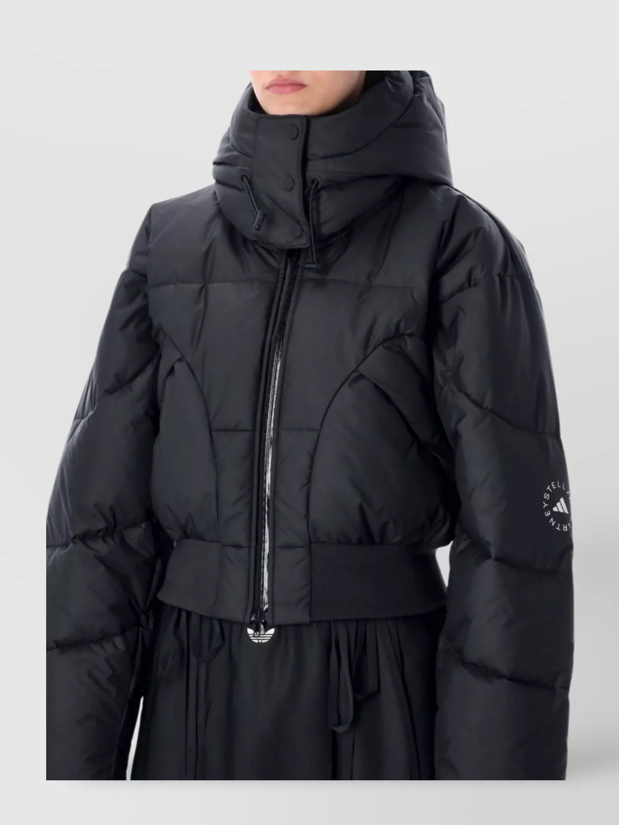 Adidas By Stella Mccartney Hooded Cropped Puffer Jacket With Long Sleeves