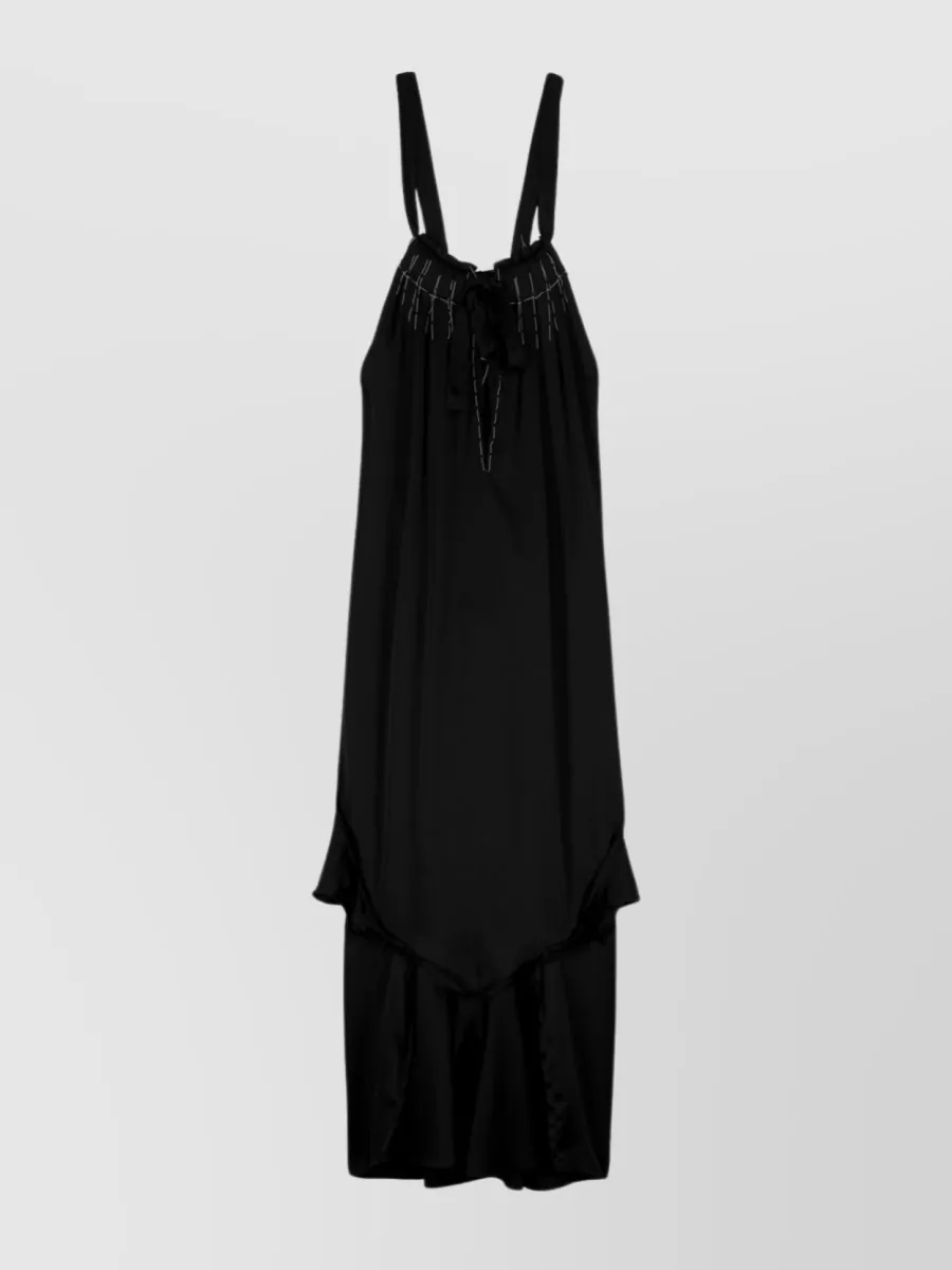 Shop Maison Margiela Maxi Dress With Deconstructed Style And Pleat Detailing In Black
