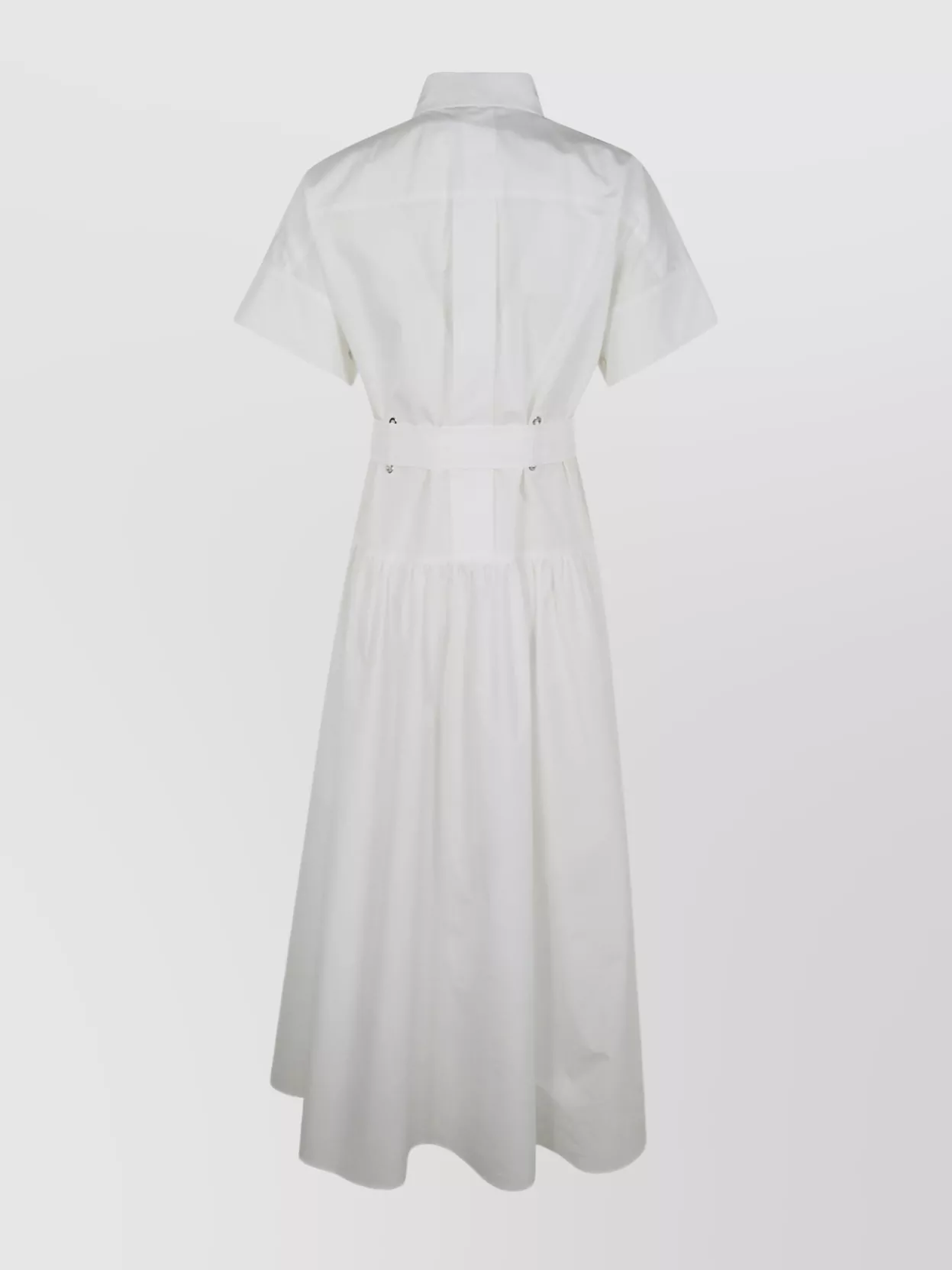 Max Mara Belted Midi Dress Short Sleeves In White