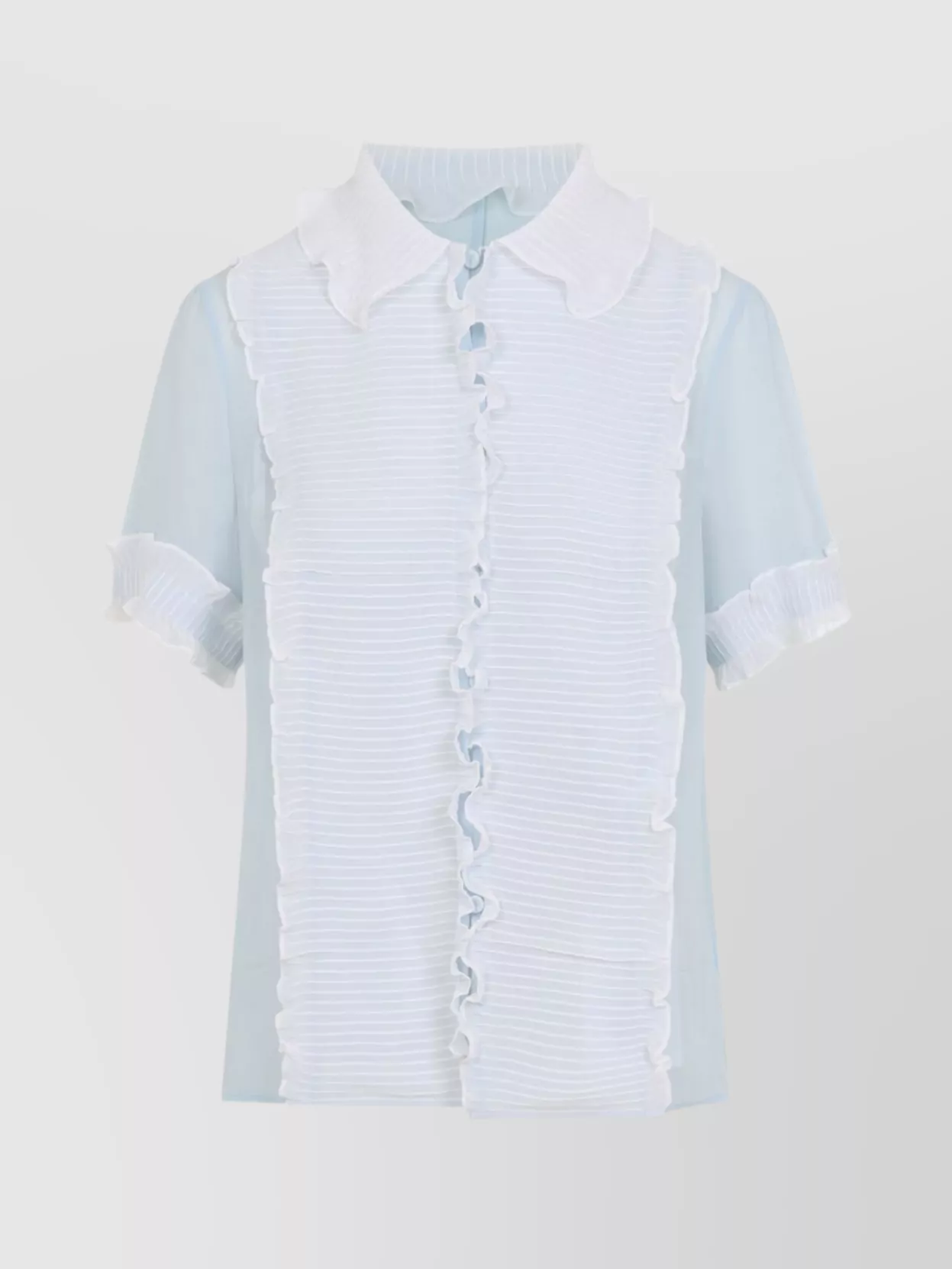 Shop Jil Sander 115 Pl Silk Shirt With Ruffled Collar