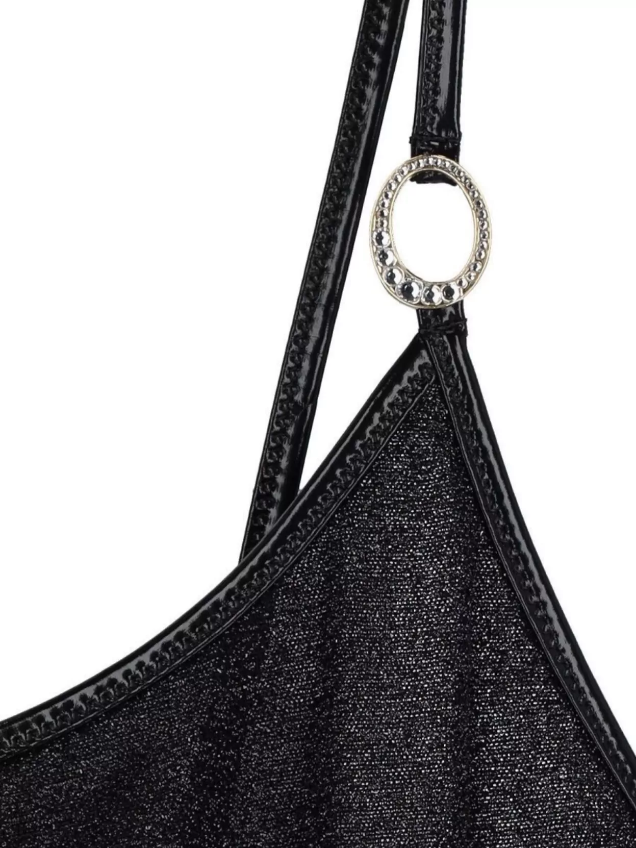 Shop Oseree Shiny Ring Spaghetti Straps Dress In Black