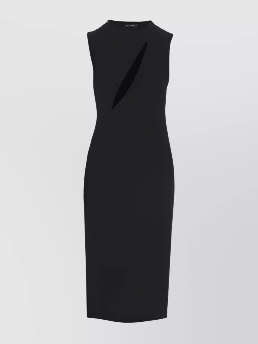 Shop Versace Cut-out Midi Dress In Black