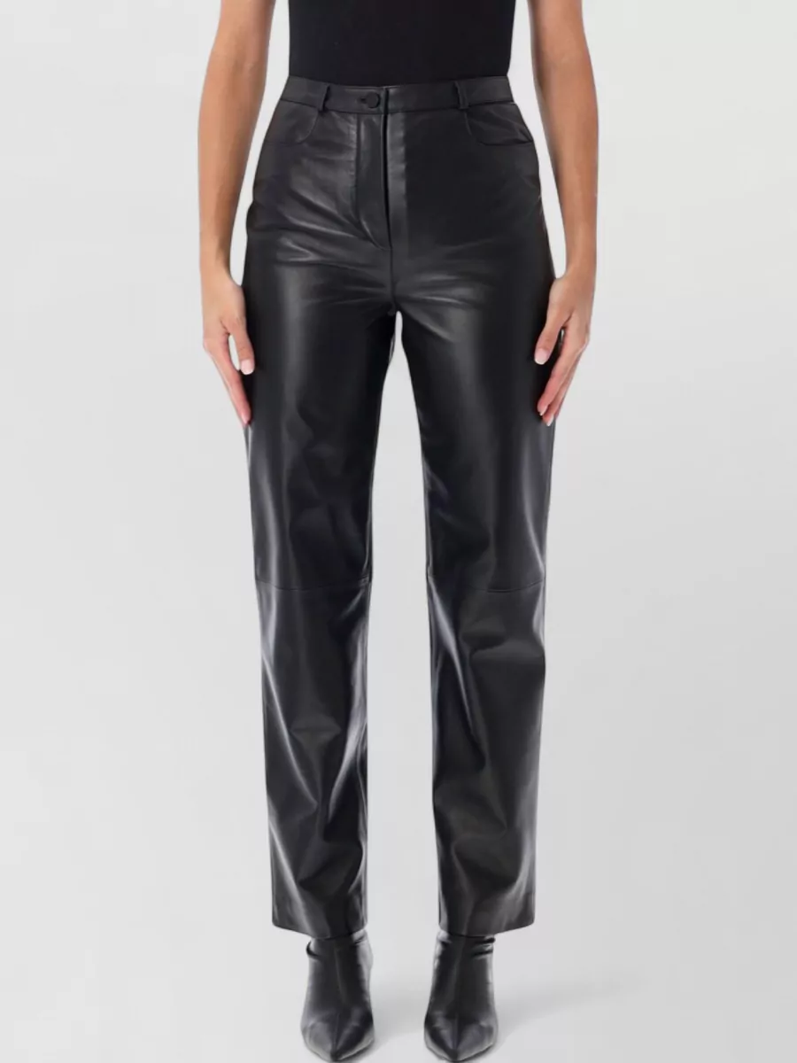 Loulou Studio Lambskin leather straight-leg mid-rise trousers