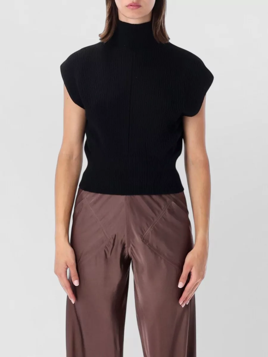 Rick Owens wool ribbed sleeveless turtleneck top