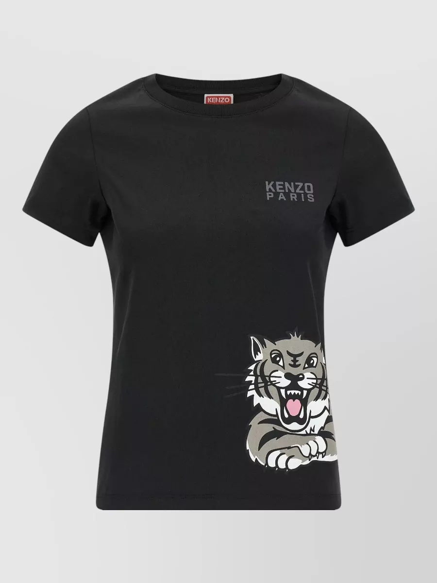 Kenzo Cotton happy tiger print short sleeve t-shirt