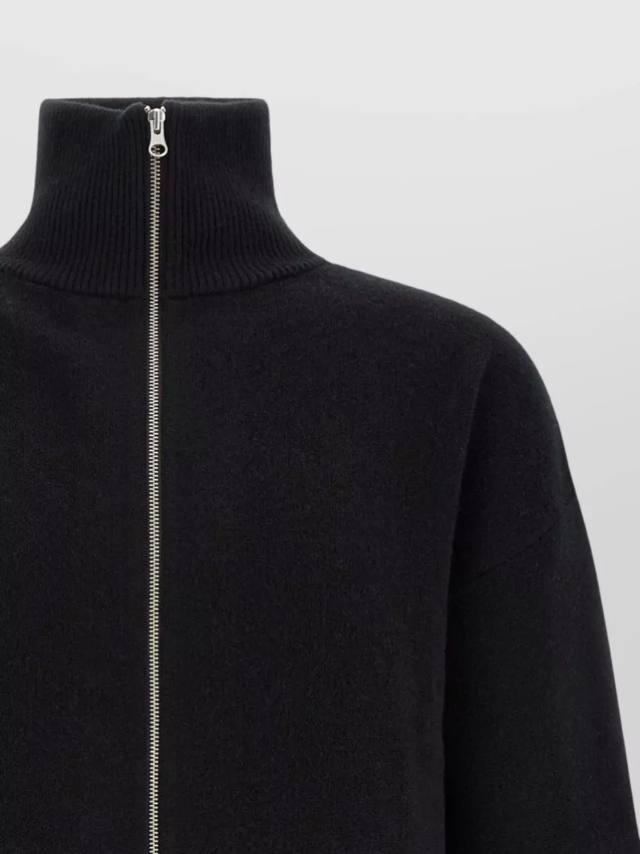 Extreme Cashmere Cashmere Ribbed High-Neck Zip-Up Cardigan