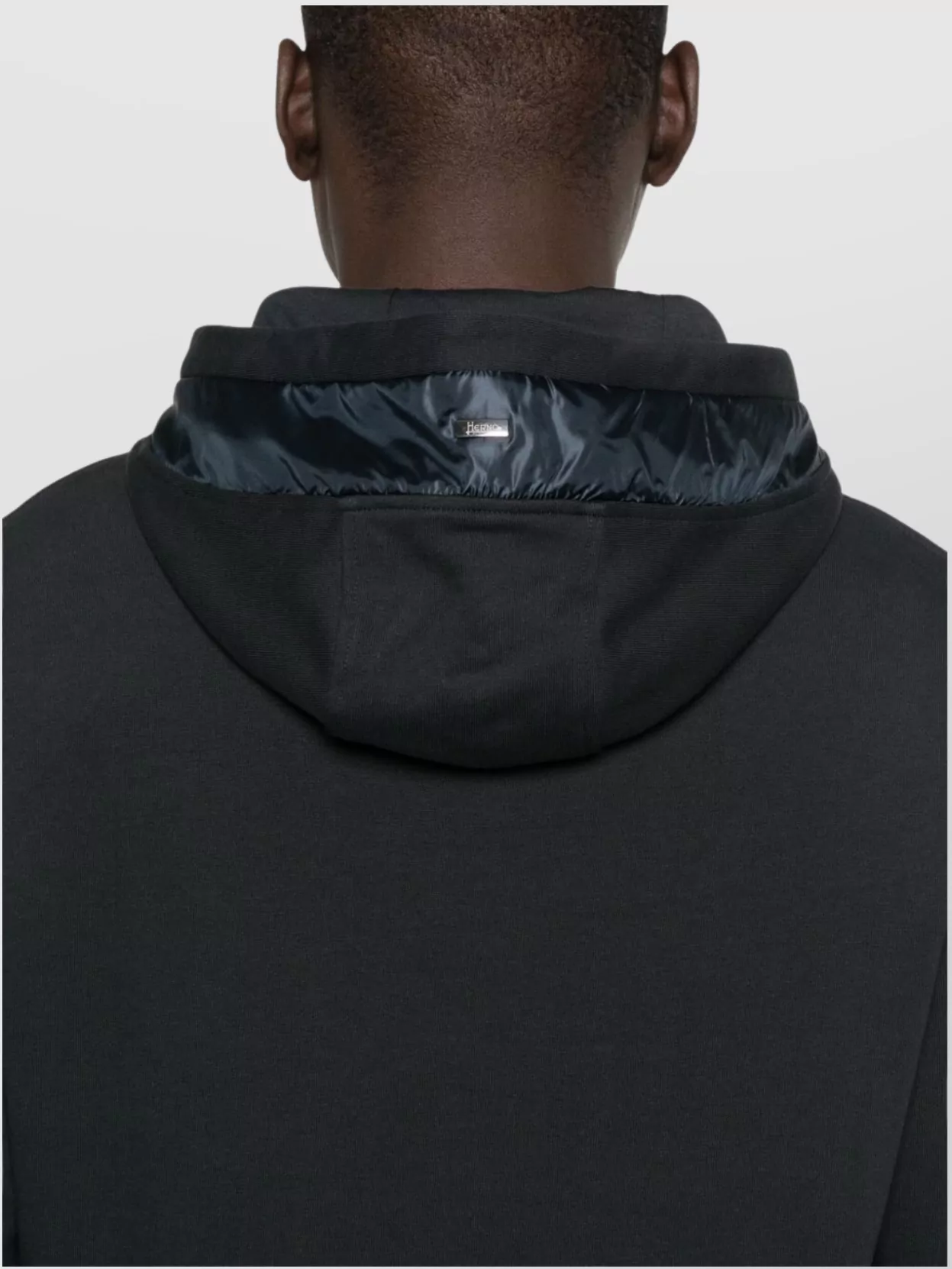Herno Logo Cotton Hoodie With Drawstring Hood