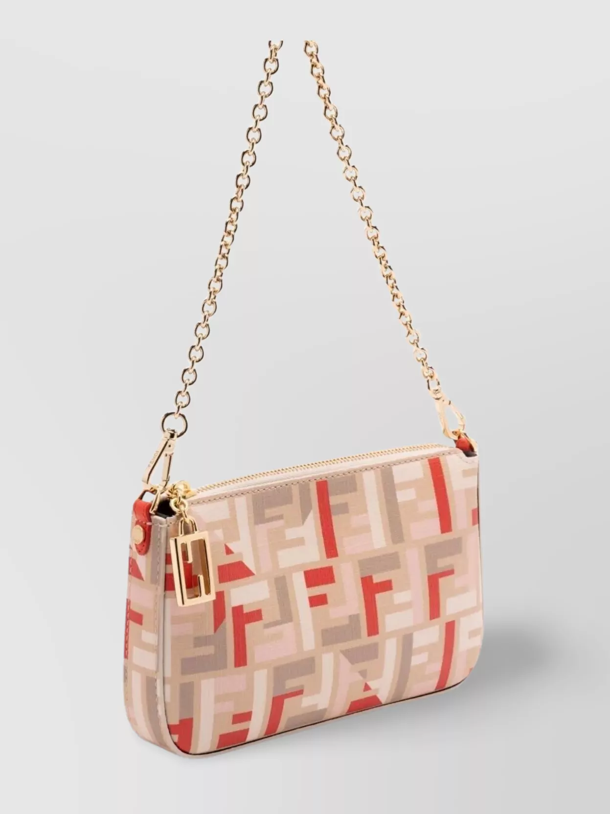Fendi Jacquard Fabric Baguette Pouch Chain