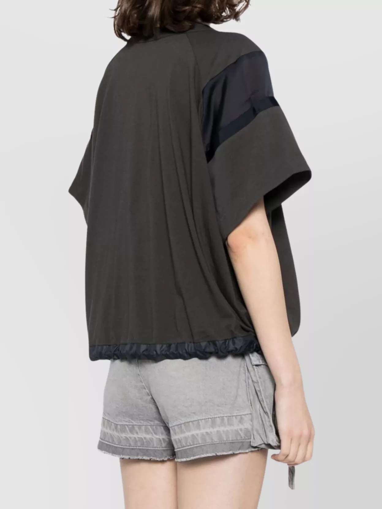 Sacai Cotton Crew Neck T-shirt With Drawstring Hem