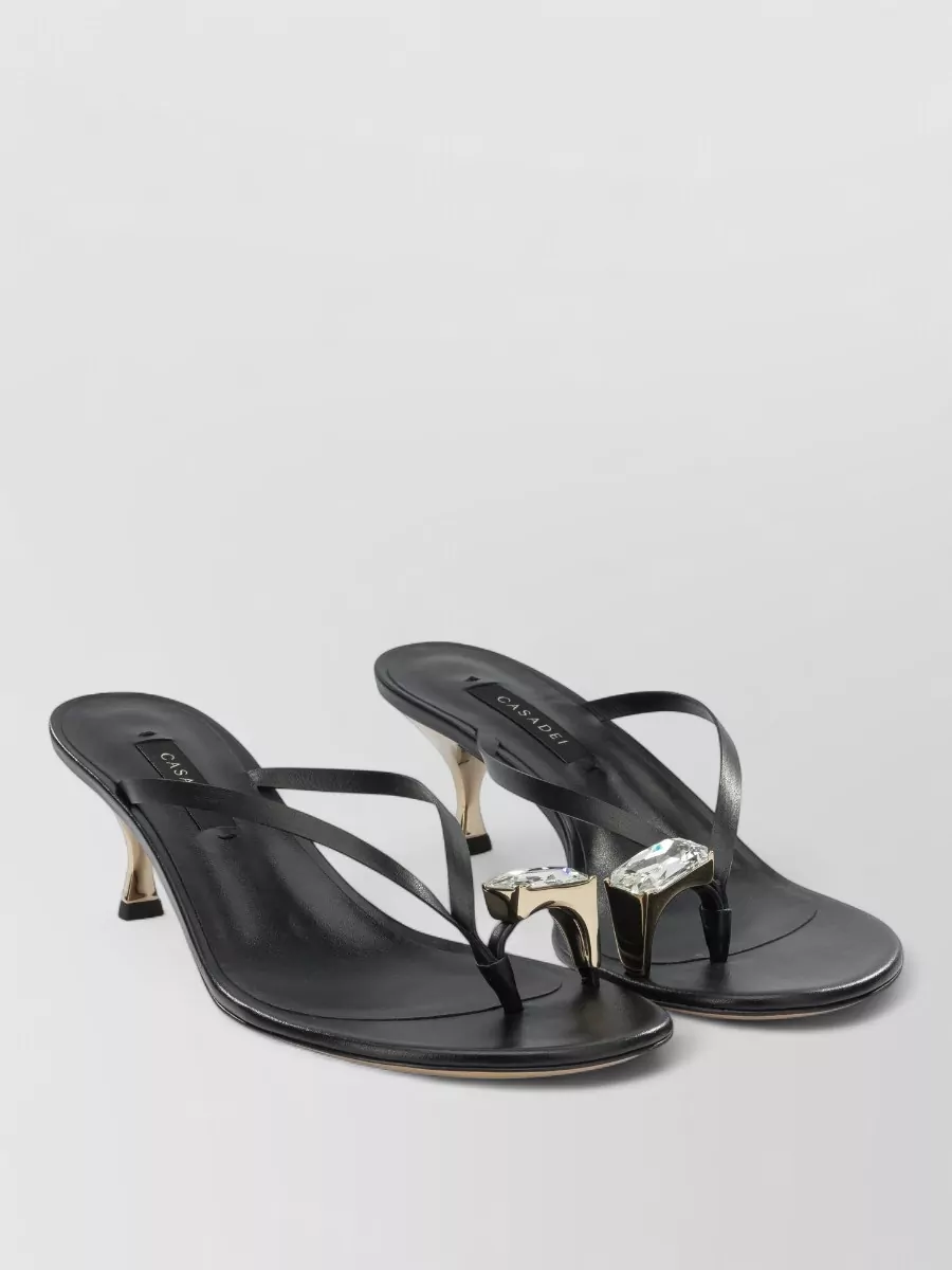 Casadei Leather Thong-Heel Sandals