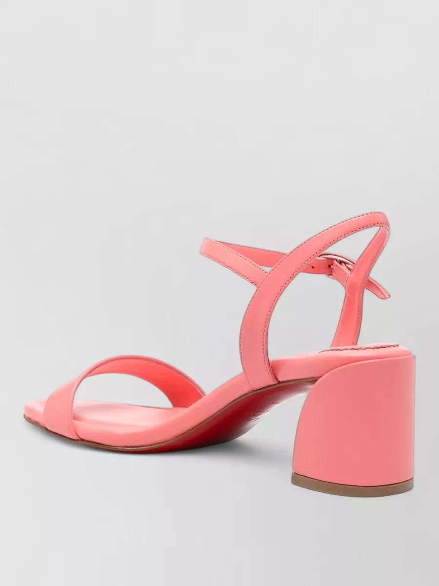 Christian Louboutin Leather Ankle-Strap Block-Heel Sandals