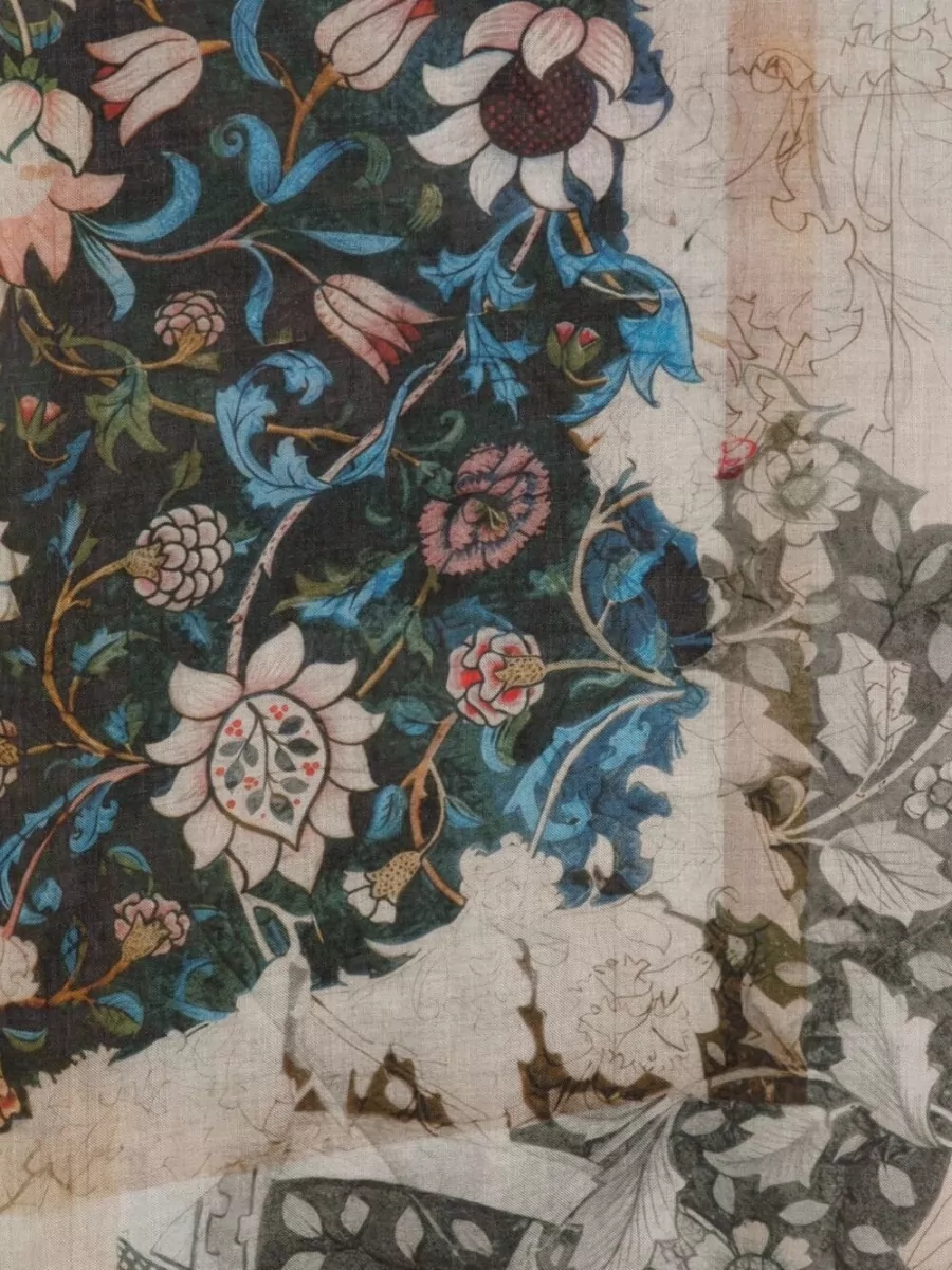 Faliero Sarti Cashmere Floral-Print Panelled Scarf
