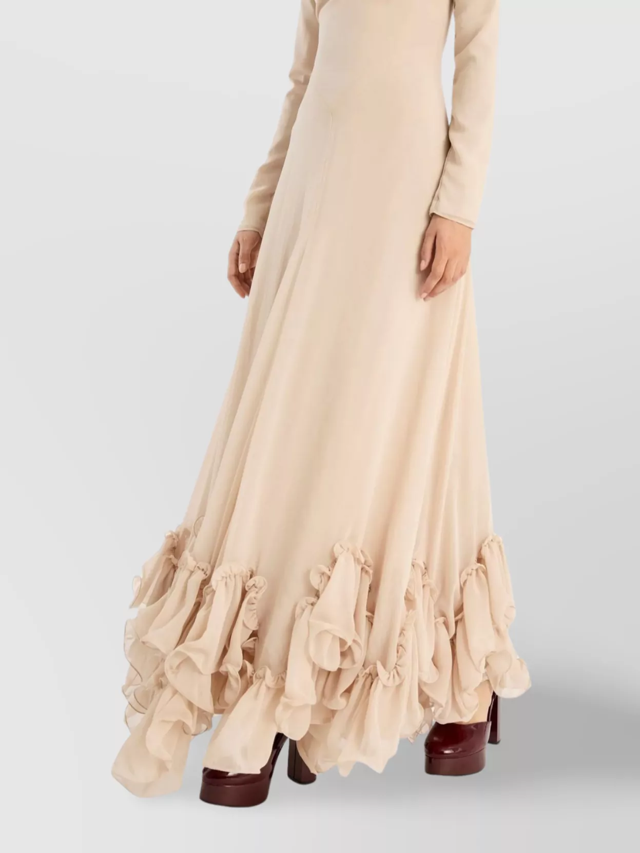 Rotate Fitted Bodice Long Sleeve Dress