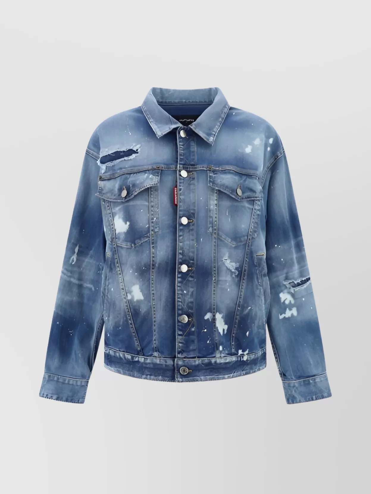 Dsquared2 Vintage Denim Shirt Jacket With Distressed Design In Blue