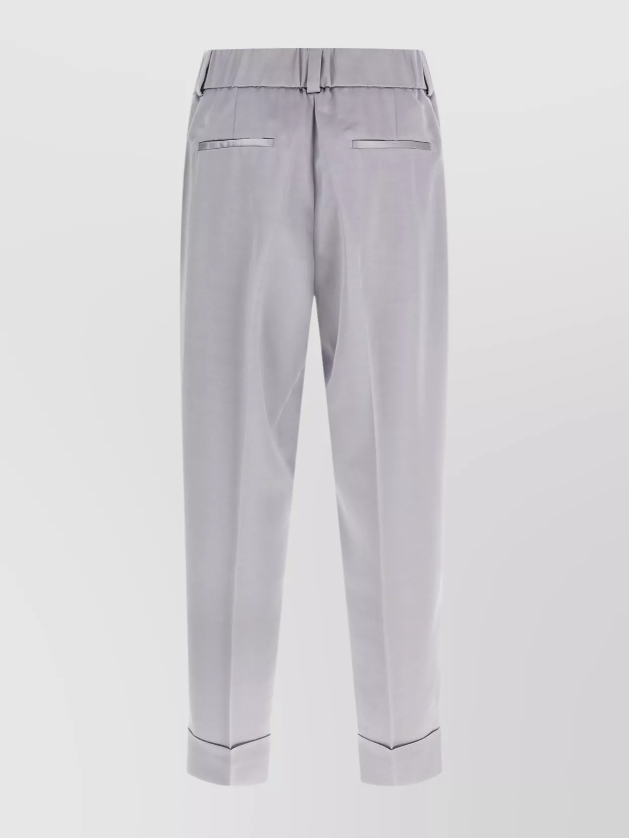 Peserico Tailored Satin Trousers With Pockets And Cuffs In Gray