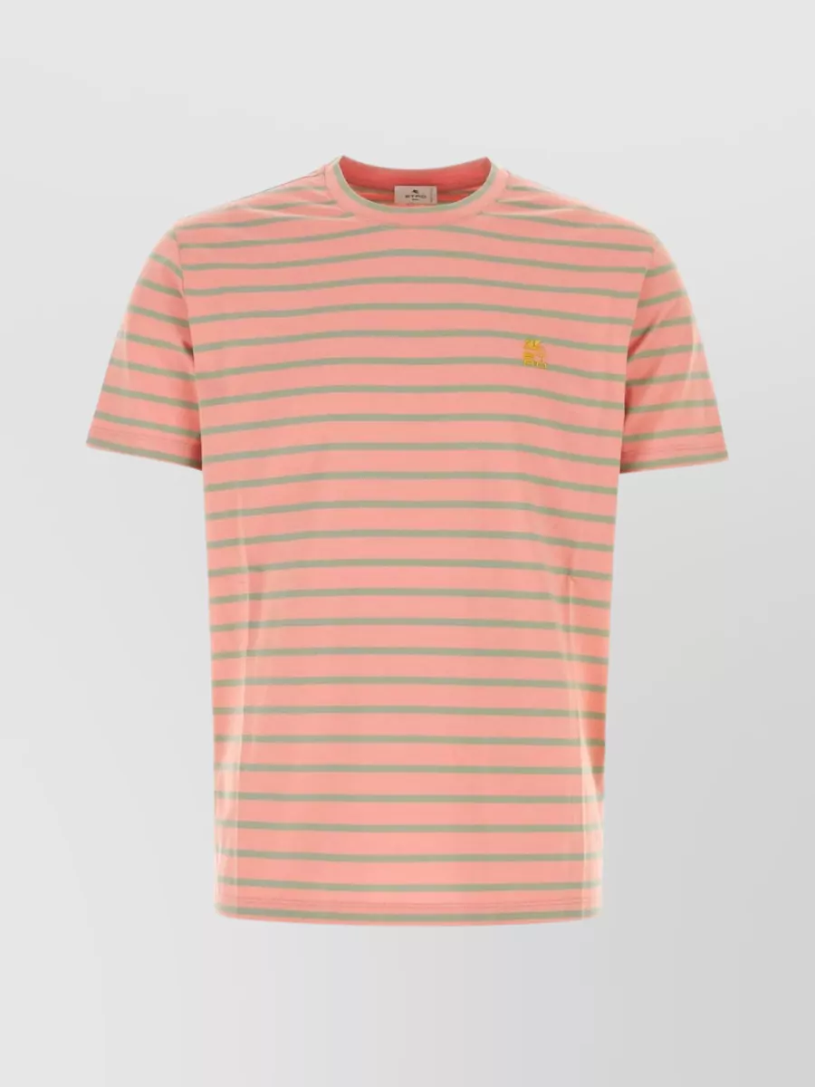 Shop Etro Striped Crew Neck T-shirt In Pink