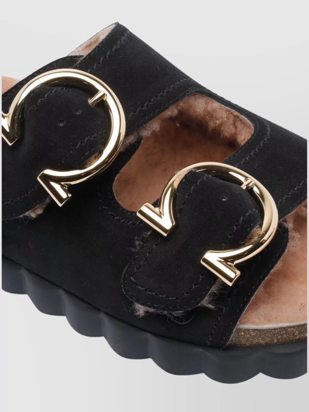 Ferragamo Kapalua Fur Sandals Buckle Detail