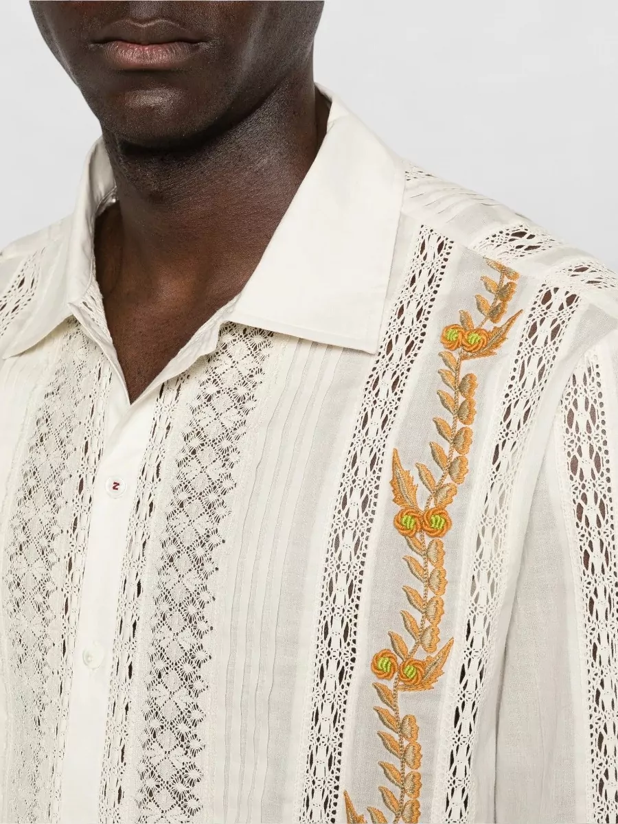 Baziszt Cotton Long-Sleeve Pleated Shirt