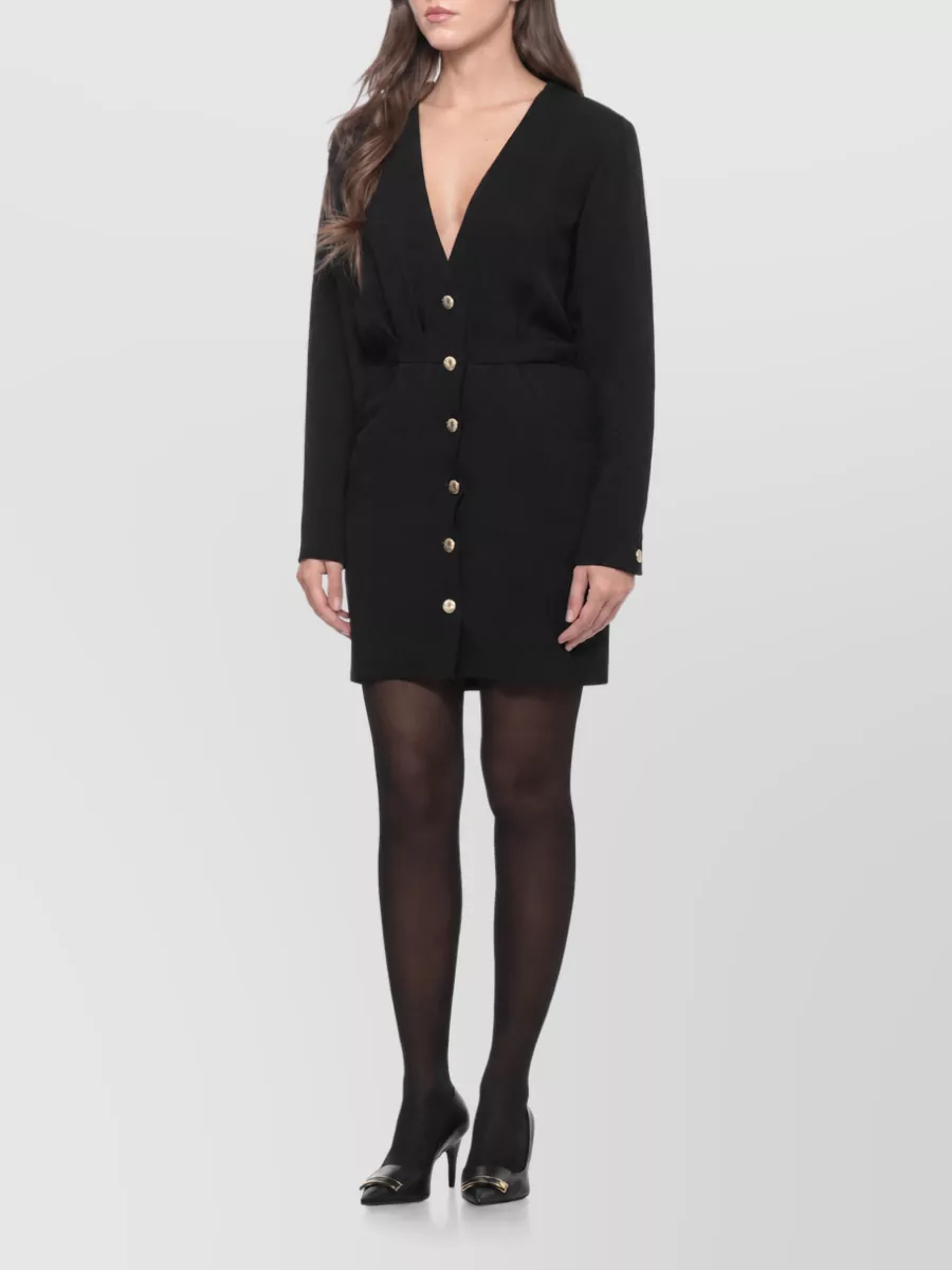 Blazé Milano Viscose V-Neck Long-Sleeve Mini Dress