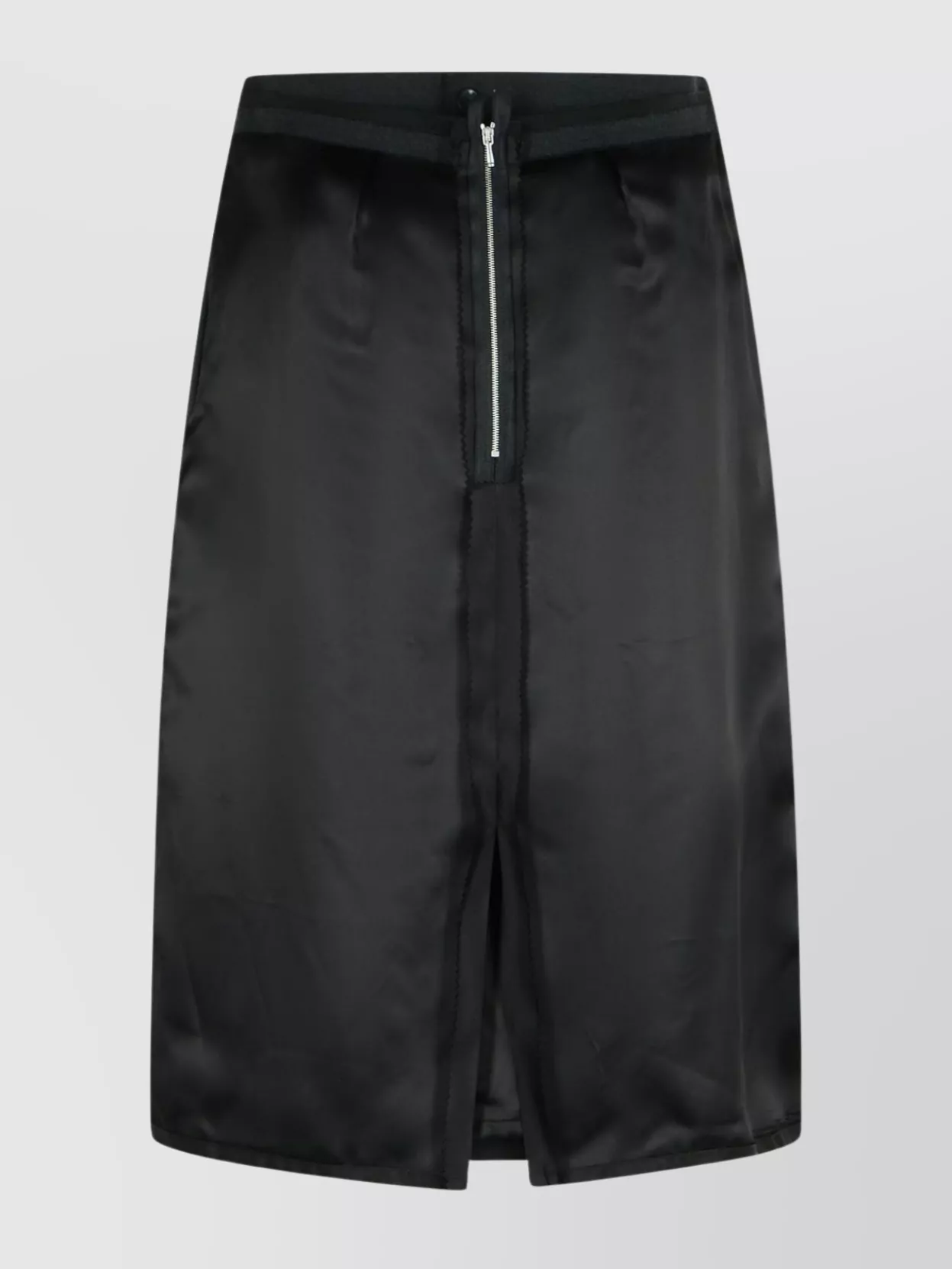 Maison Margiela High Waist Knee Length Wool Blend Skirt In Gray