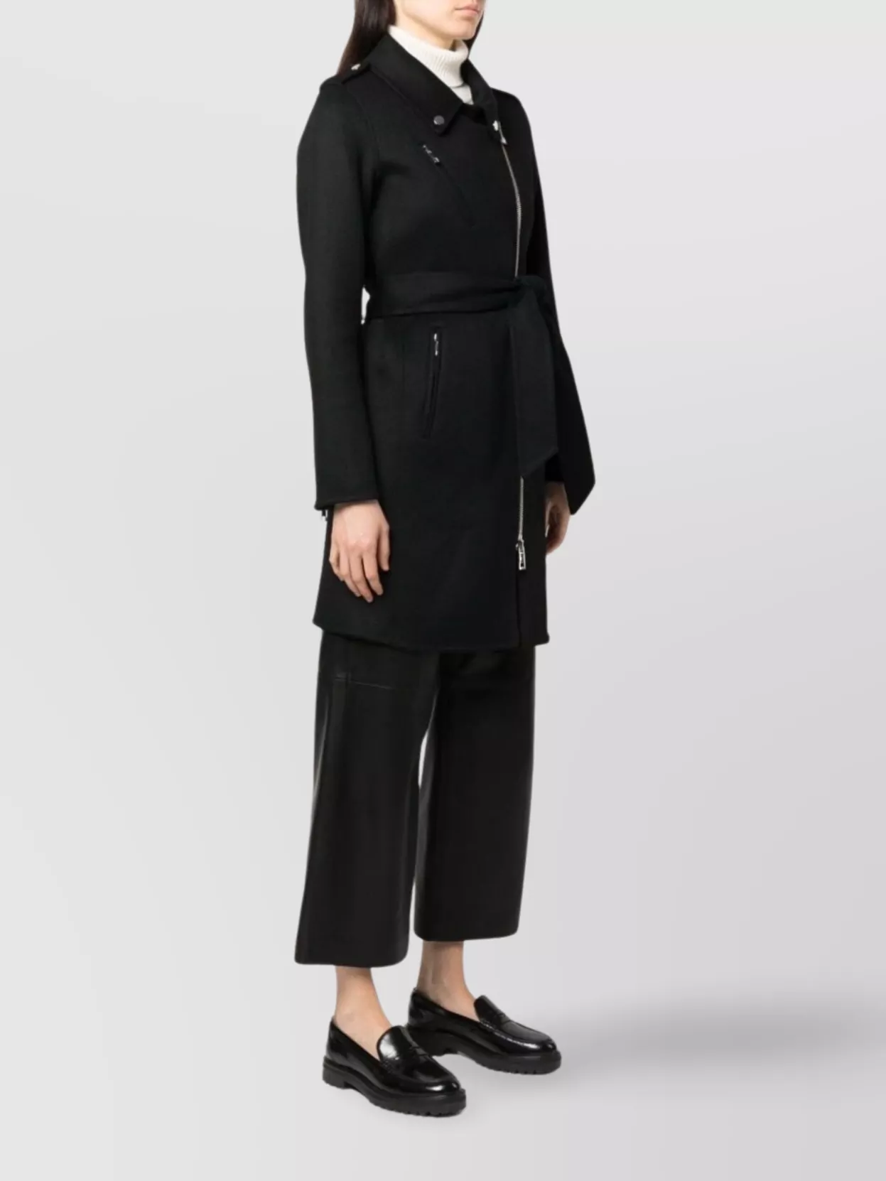 P.a.r.o.s.h Leak Off-center Zip-up Wool Coat