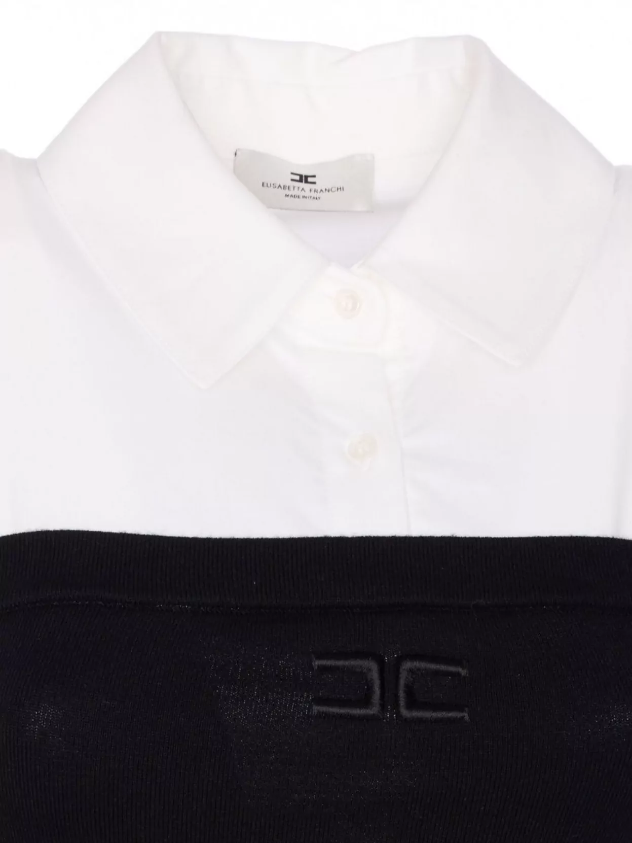 Elisabetta Franchi Monochrome Button-Up Collared Body With Detachable Sleeves