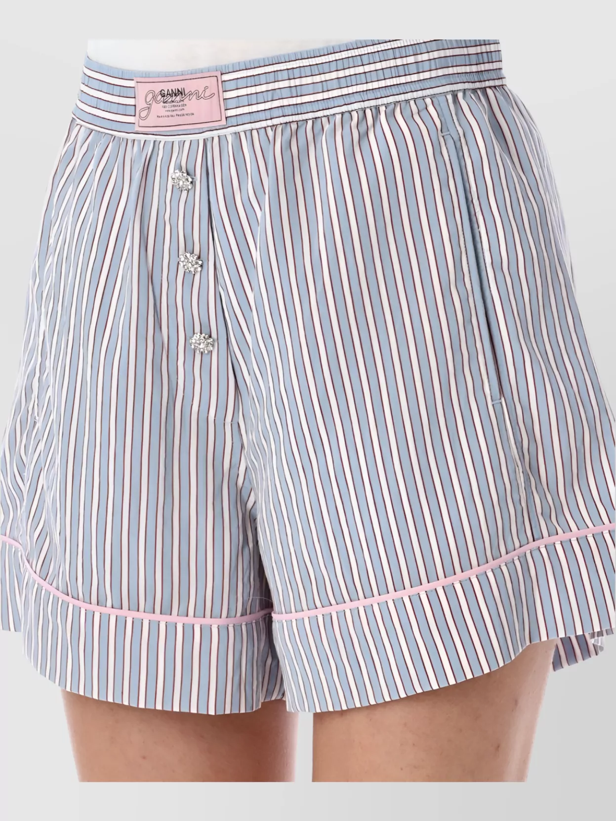 Ganni Striped High Waist Shorts