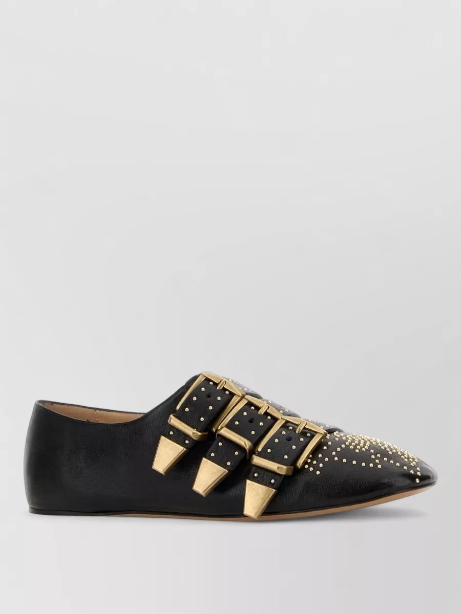 Chloé Susanna Buckle-details Studded Flat Pumps In Multi