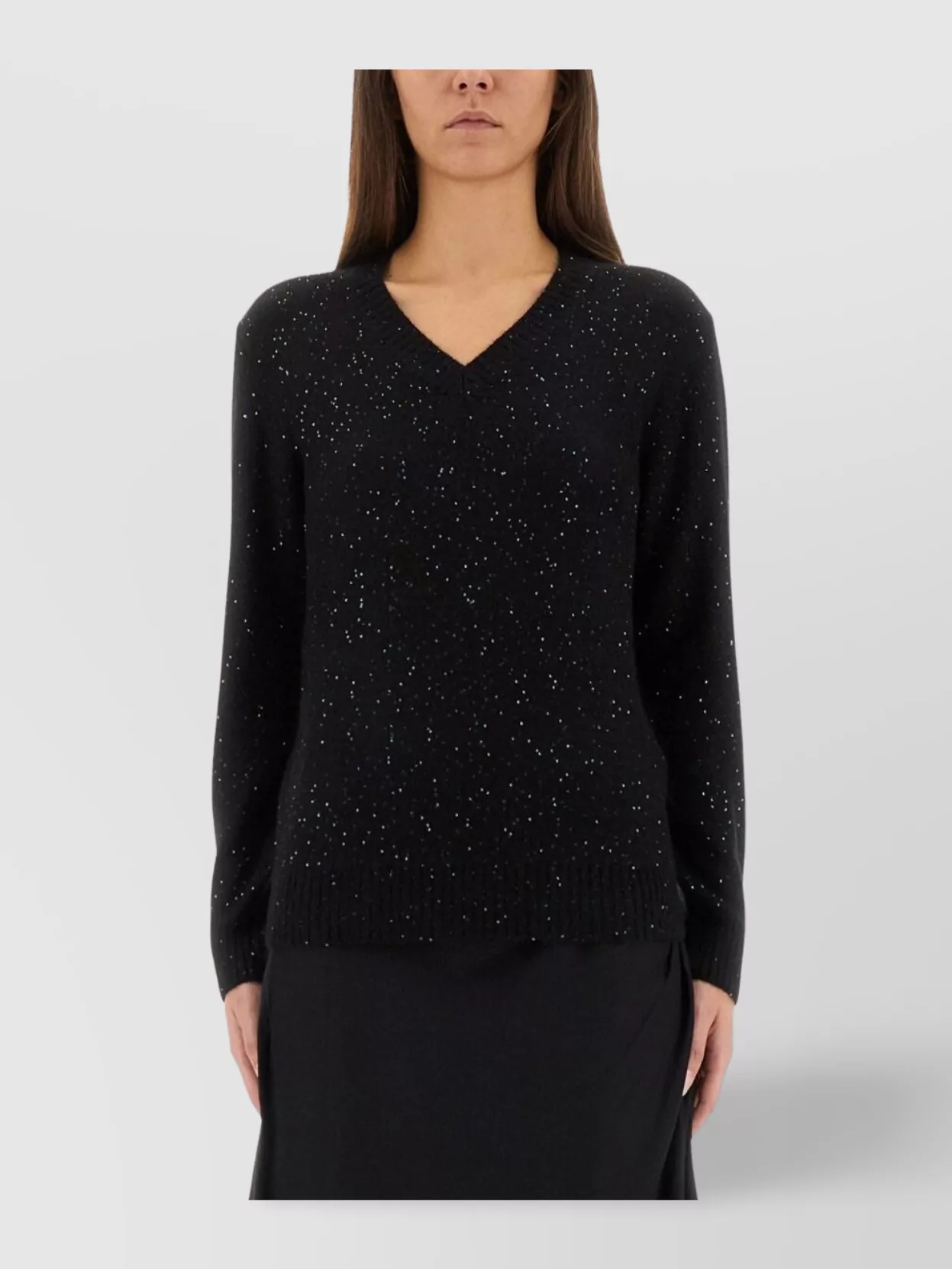 Fabiana Filippi V-Neck Long Sleeve Knitwear With Ribbed Cuffs