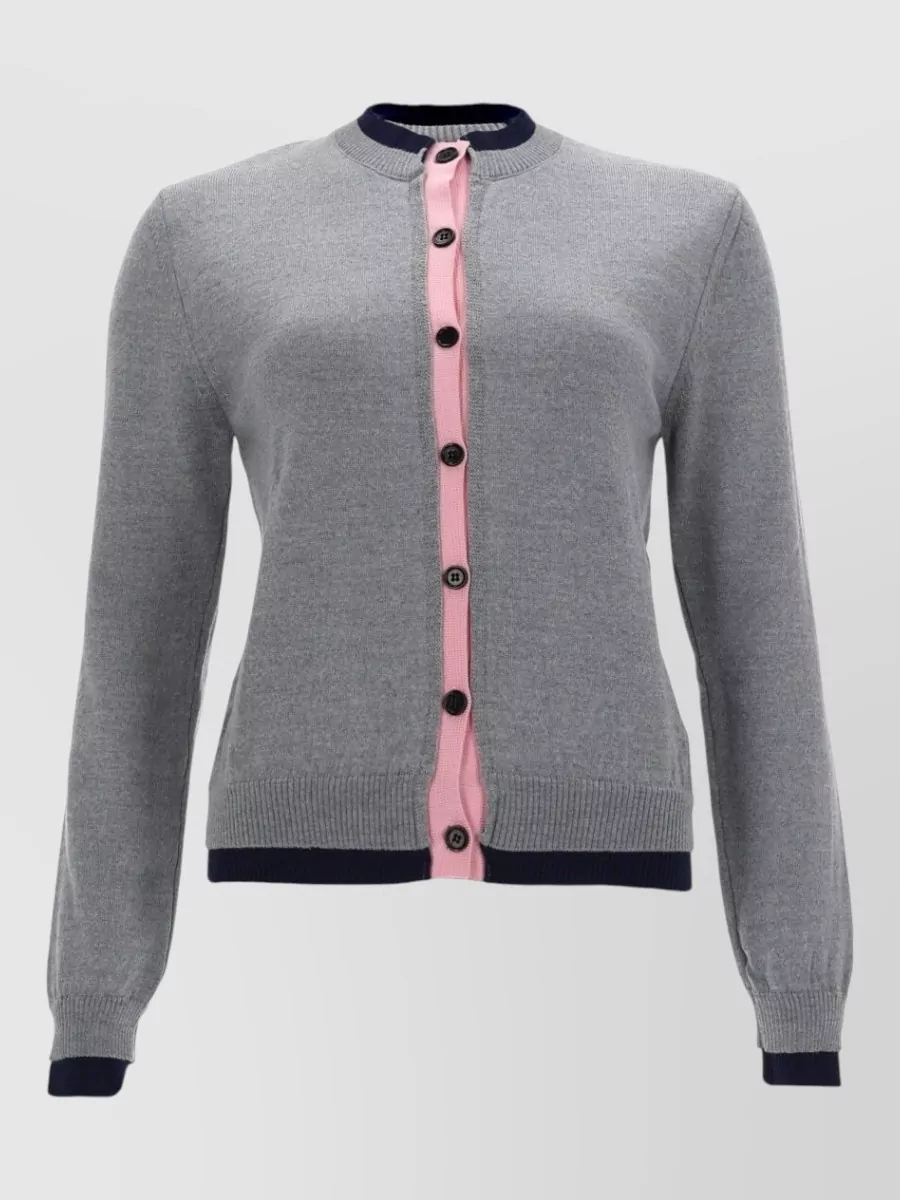 Msgm Top Contrast Trim And Ribbed Cuffs