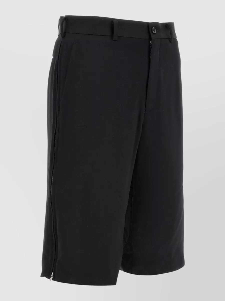 Comme Des Garçons Wool Straight-Leg Zip Bermuda Shorts