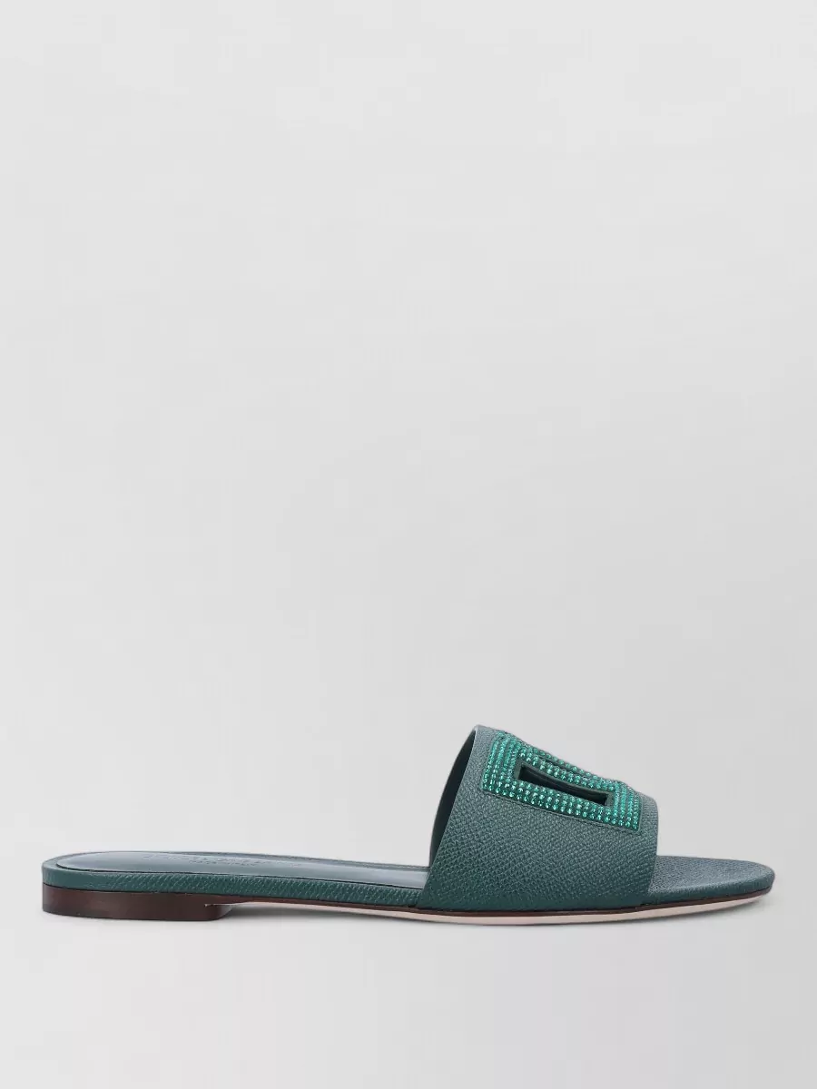 Dolce&Gabbana Crystal-Embellished Leather Slides