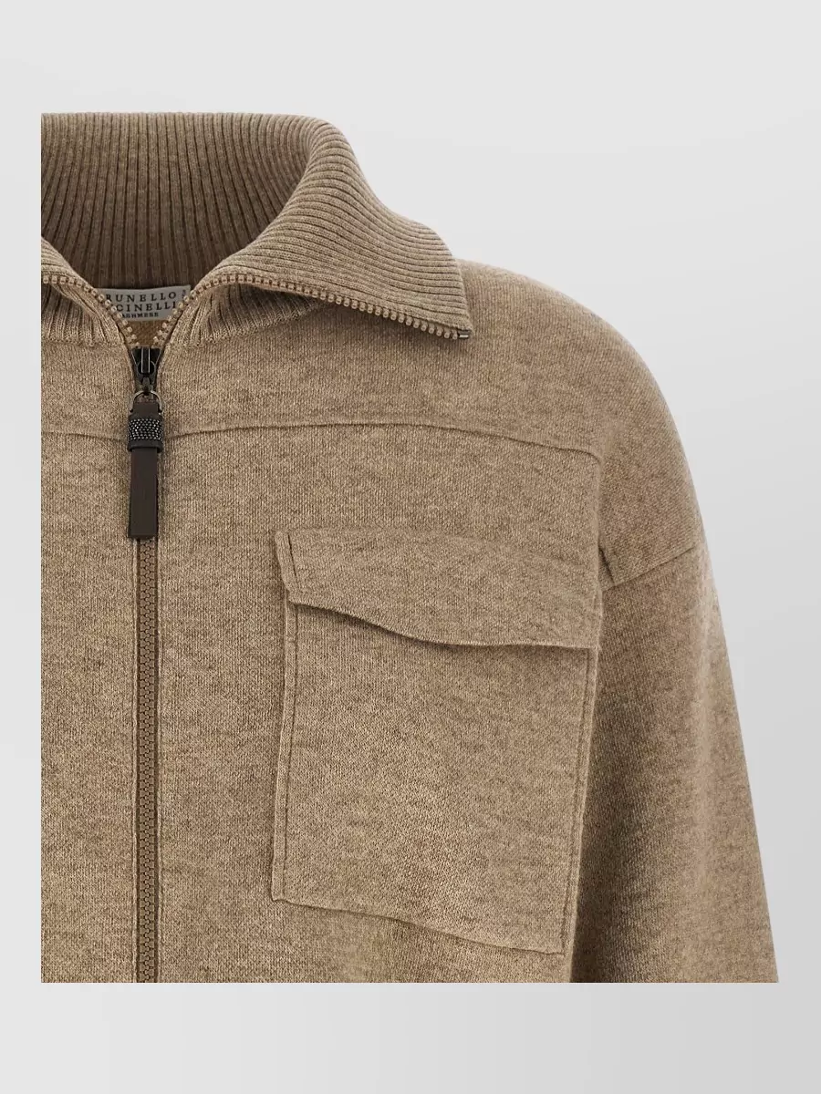 Brunello Cucinelli Wool Cropped Zip-Up Cardigan