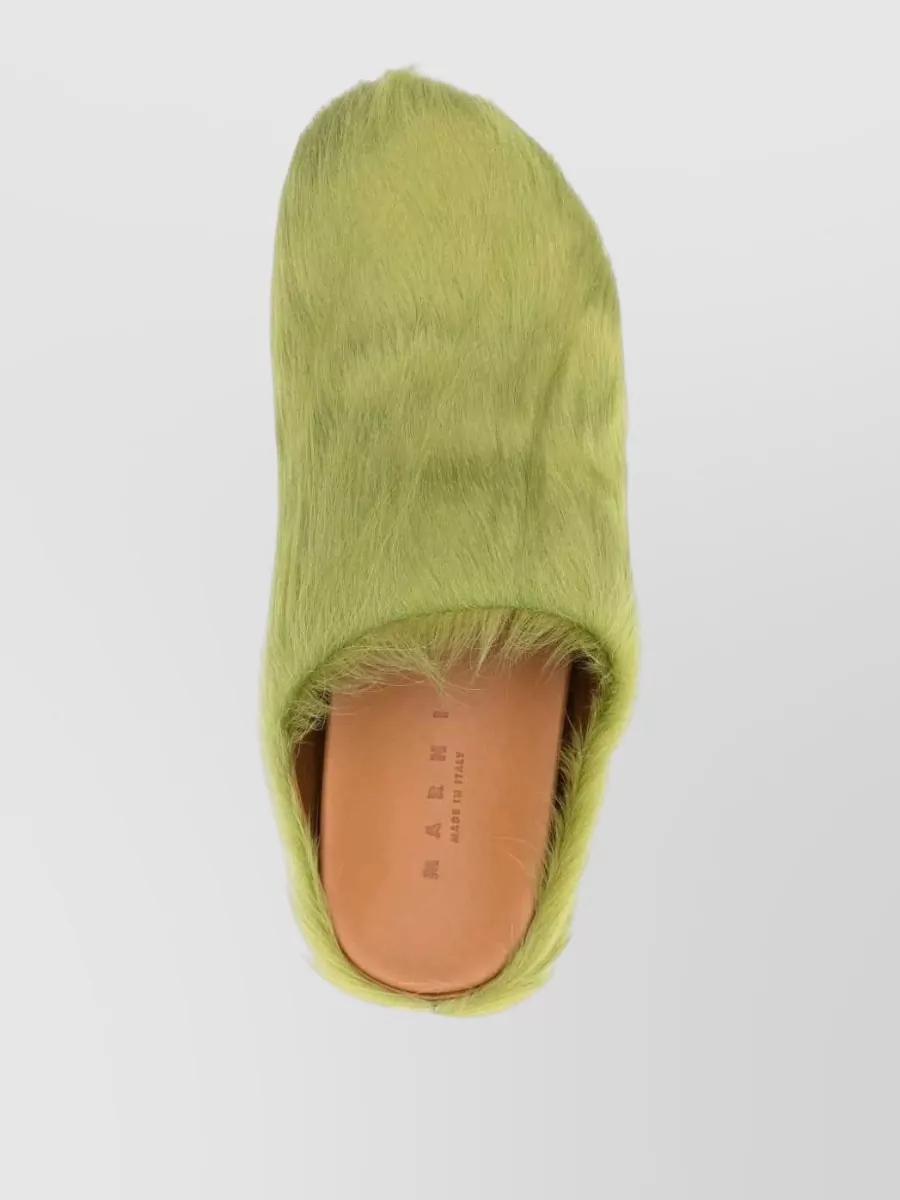 Marni Calf Hair Fur-Detail Slippers