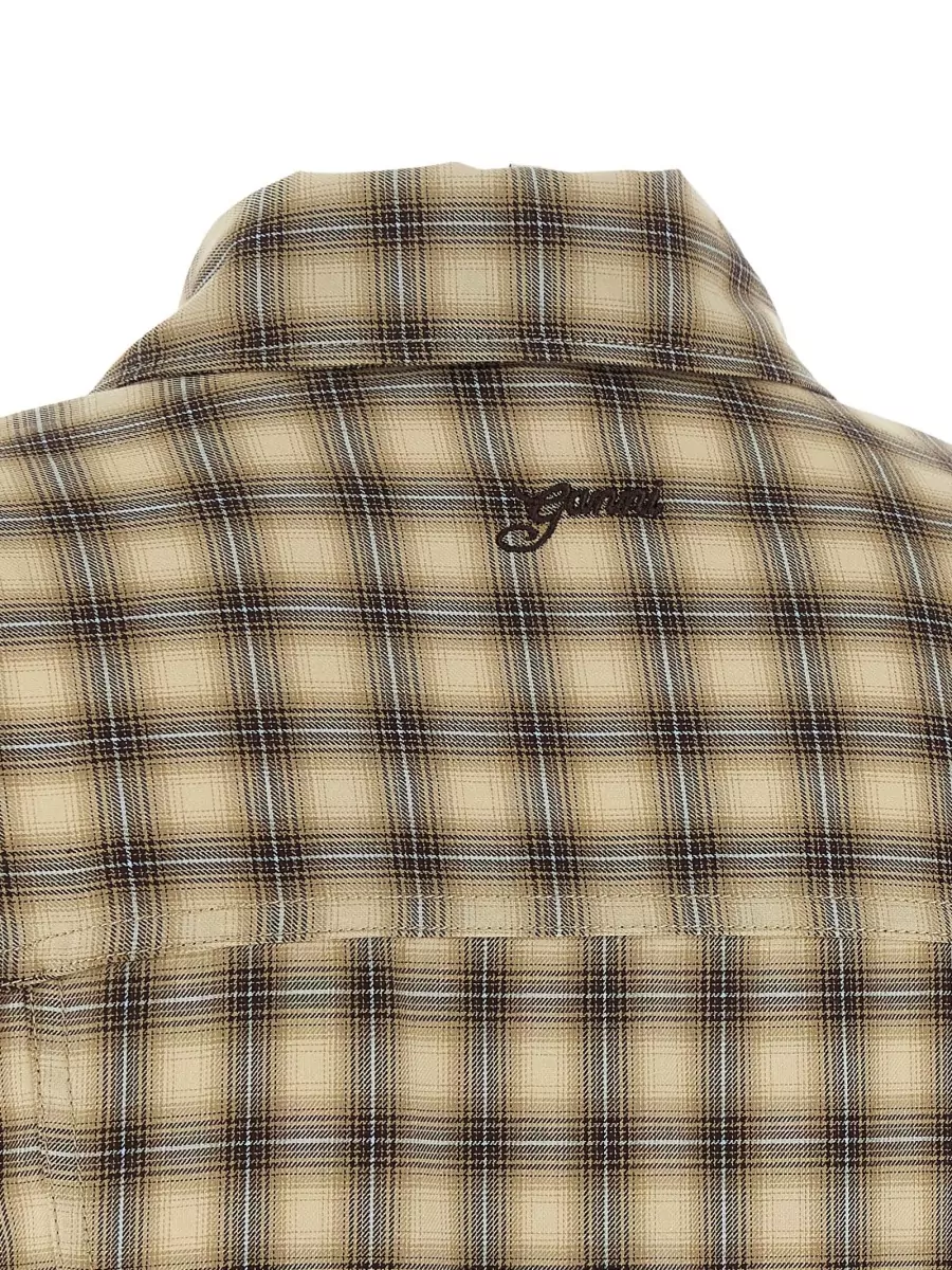 Ganni Checked Flannel Peplum Shirt