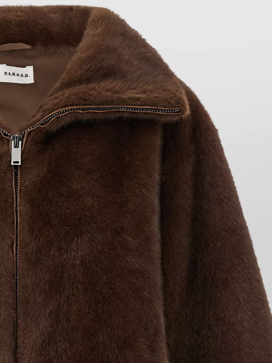 P.a.r.o.s.h. Faux Fur Turtleneck Bomber Jacket