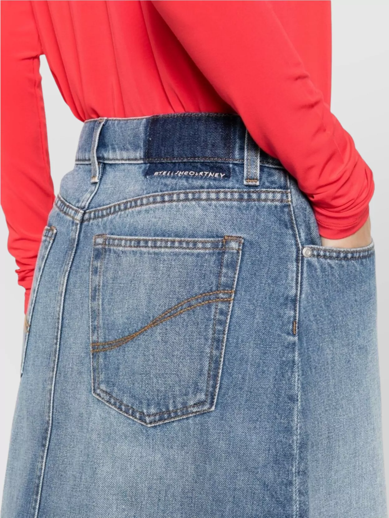Stella Mccartney Cotton Denim Midi Skirt With A-Line Shape