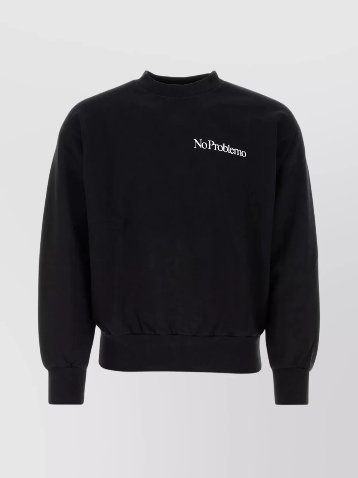 Shop Aries Crew-neck Sweatshirt With No Problemo Print In Black