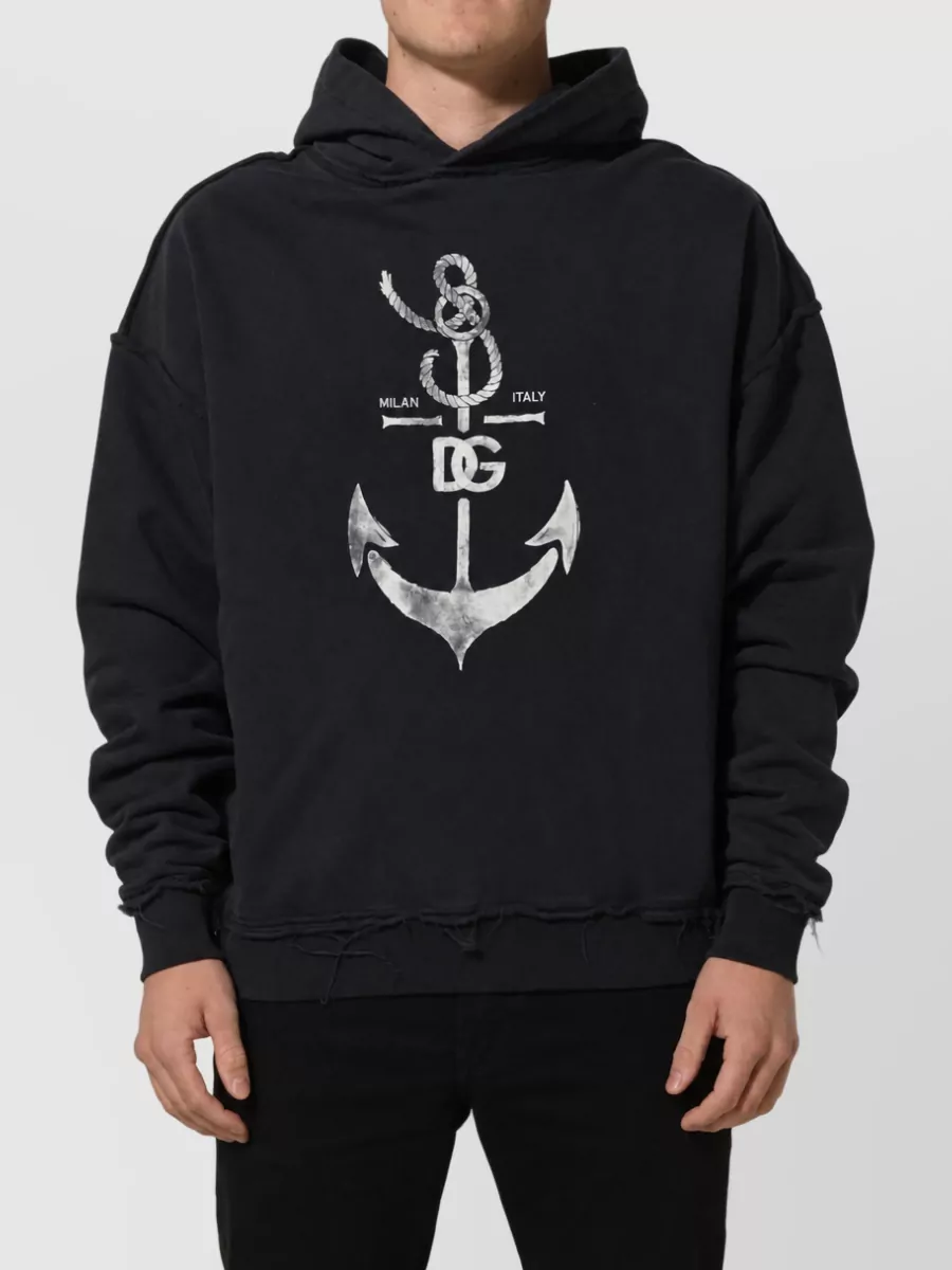 Dolce&Gabbana Cotton Anchor Print Hoodie