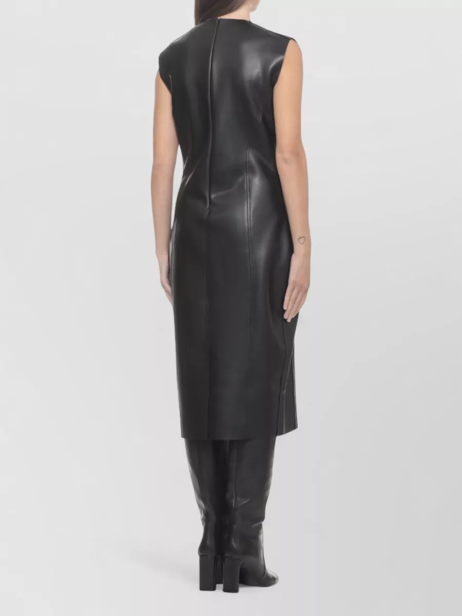 Norma Kamali Crew Neck Sleeveless Midi Dress Vent