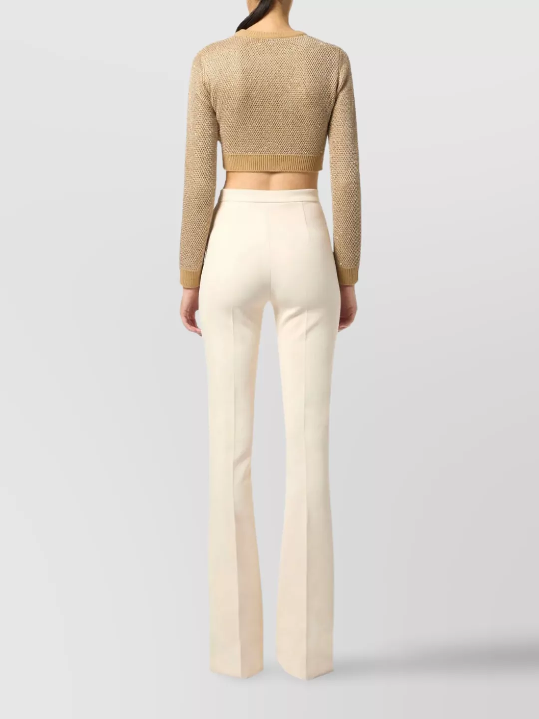 Elisabetta Franchi Cropped Knit Top With Button Front And Ribbed Cuffs