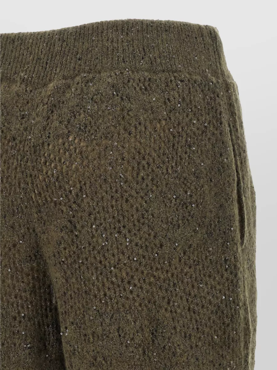 Brunello Cucinelli Mohair Wool Wide-Leg Lace Trousers