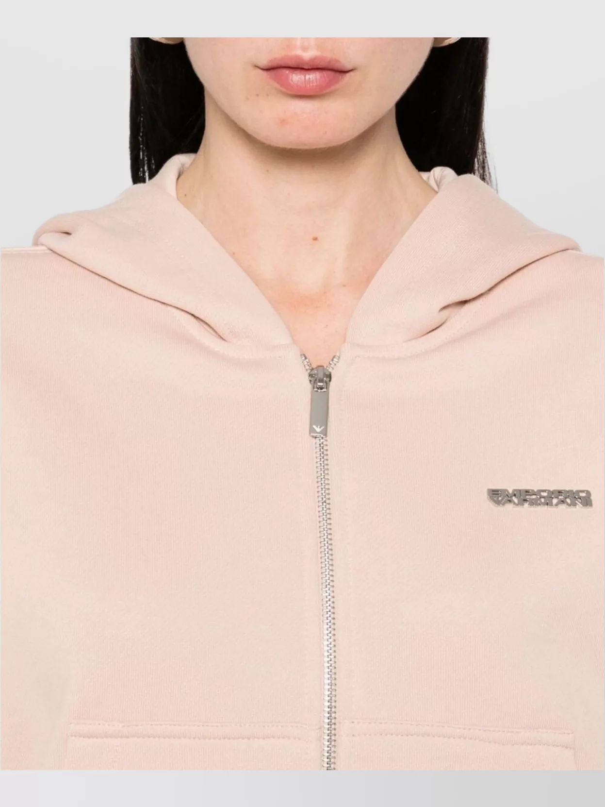 Emporio Armani Cotton Drop Shoulder Zippered Hoodie