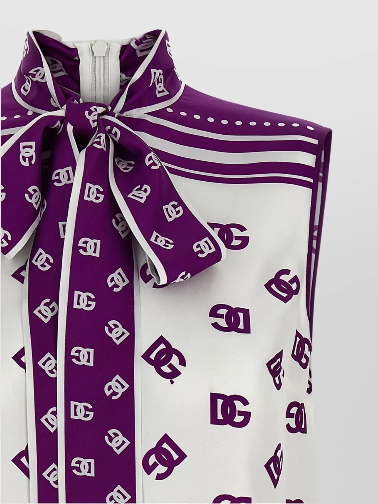 Dolce & Gabbana Allover Printed Sleeveless High Neck Top In Purple