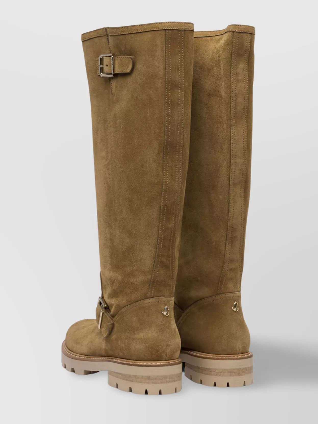 Jimmy Choo Buckle Knee-high Lug Sole Suede Boots