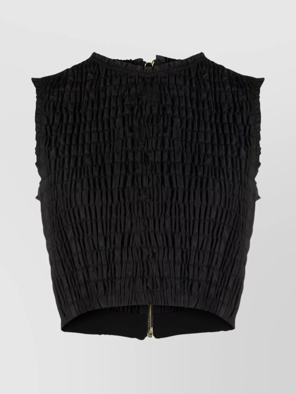 Shop Patou Textured Smock Detail Sleeveless Top In Black