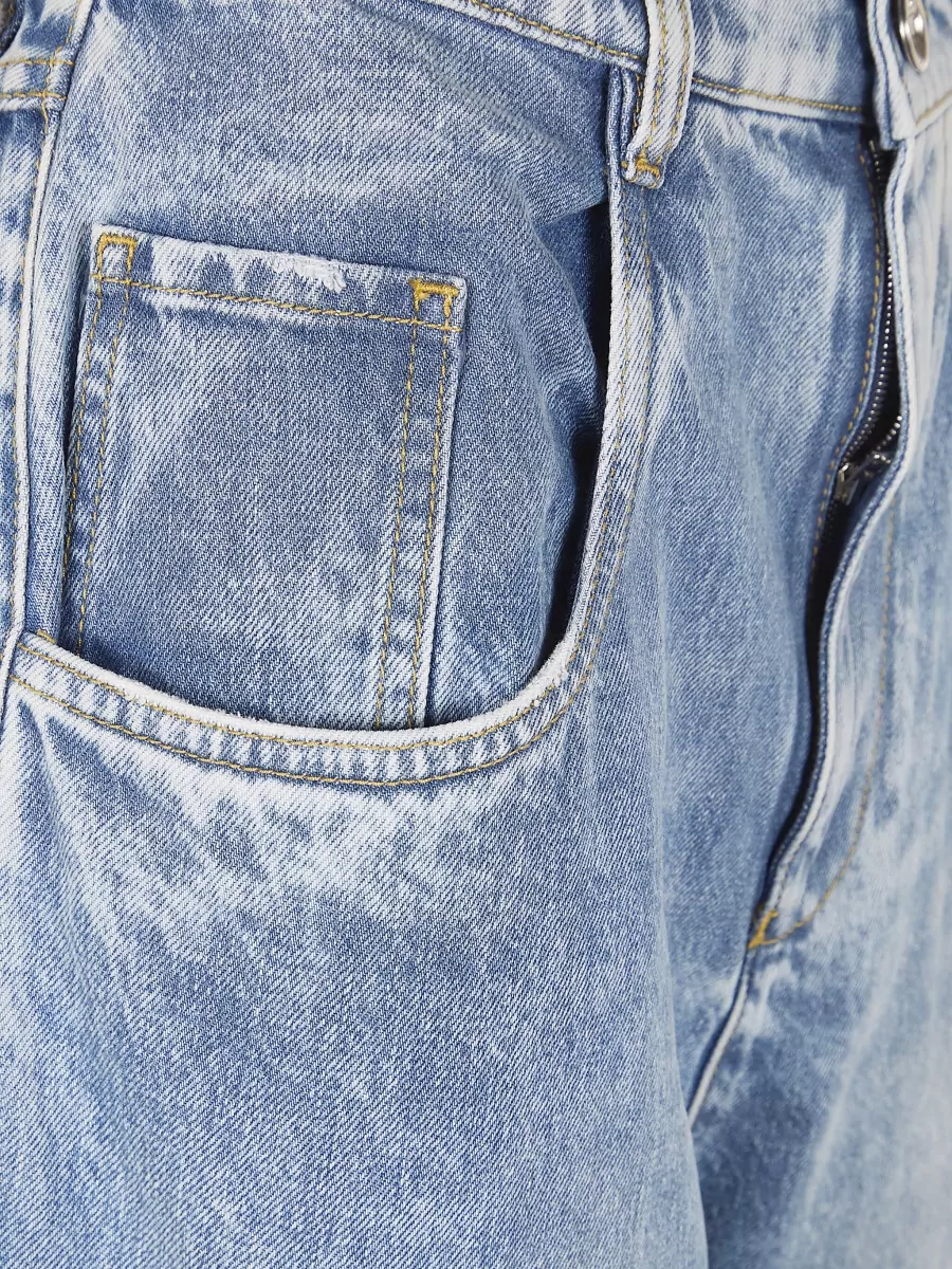 Maison Margiela High Waist Wide Leg Denim Trousers In Blue